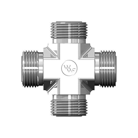 World Wide Fittings Male Flat Face O-Ring to Male Flat Face O-Ring All Around Union Cross 4955X16X16X16X16